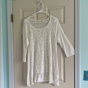 Chico's White Lace Tunic with Asymmetrical Design